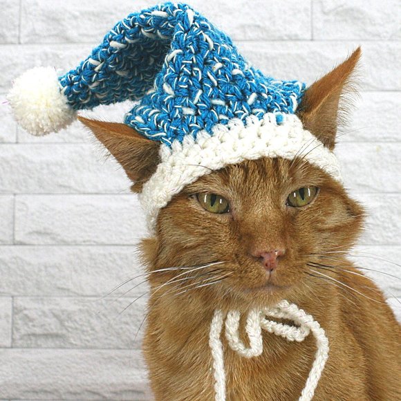 HAND CRAFTED Crochet Stocking Cap Blue Hat Costume Photo Prop Ski Trip - Picture 1 of 13